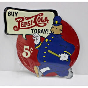 New Pepsi Cola Cops Pop Soda Diecut 14.5" Metal Tin Sign Vintage Bar Man Cave